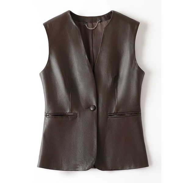 Women's Autumn New Genuine Sheepskin Leather Vest
